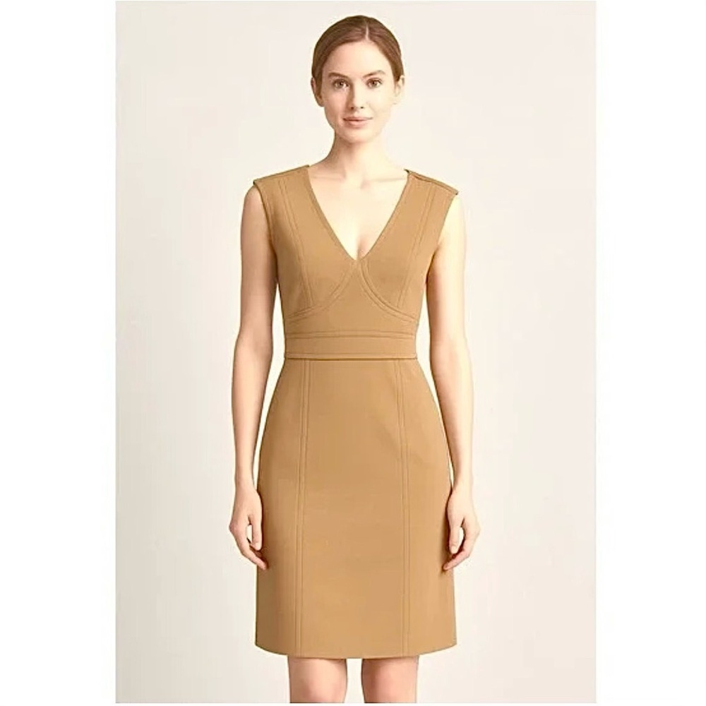 LOFT Camel V-Neck Sleeveless Mini Dress